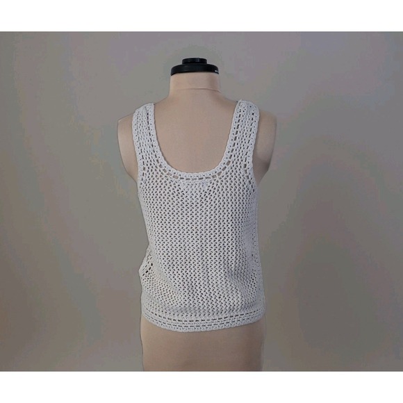 Jessica Simpson Crochet Tank Top Ivory Boho Hippie Open Knit Festival Sz Small - Picture 3 of 8